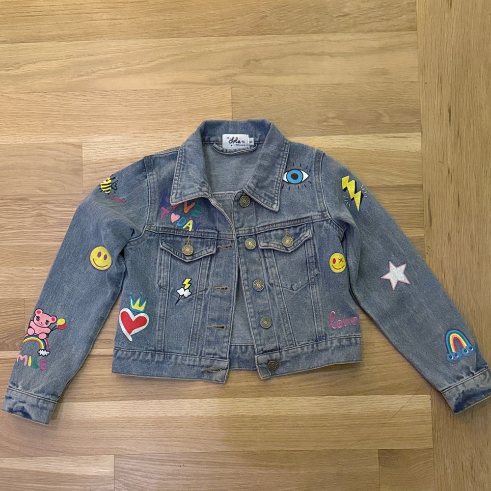 Lola + The Boys EUC Denim Jacket with Colorful Patches